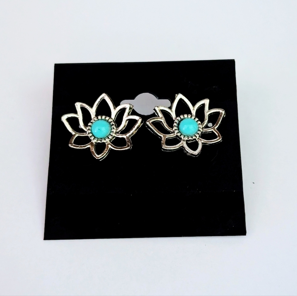 "Turquoise" Lotus Earrings